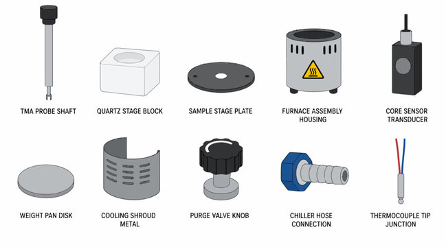 Collection of industrial and scientific equipment illustrations.
