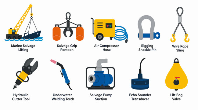 Collection of industrial lifting and rigging equipment icons.