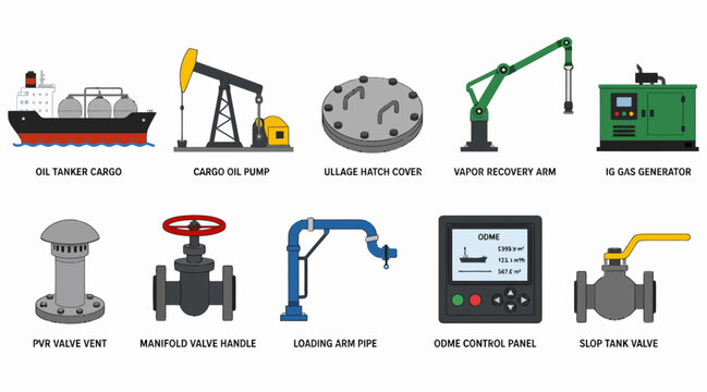 Collection of industrial machinery and equipment icons.