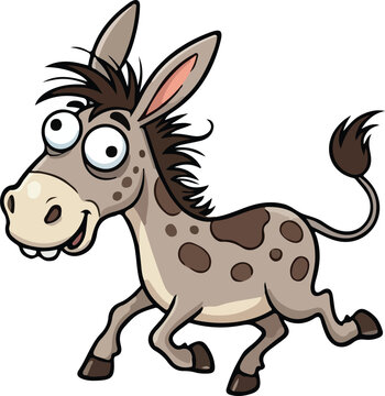 crazy funny donkey vector illustration whimsical cartoon spotted character running