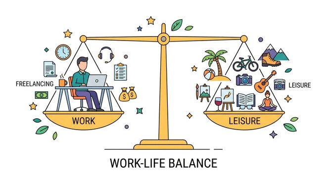 Work life balance concept with scale