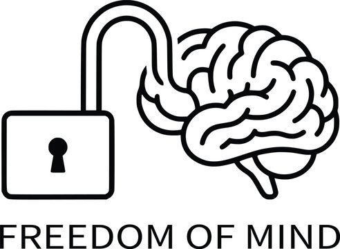 Unlocked mind concept open lock and brain illustration for mental wellness