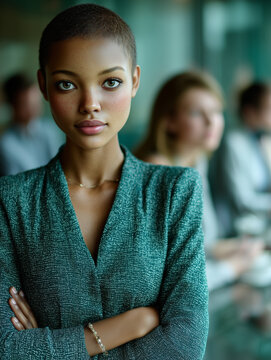 Self-assured businesswoman commanding a modern office