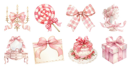 Fototapeta premium PNG Vintage pink elegance collection on transparent background