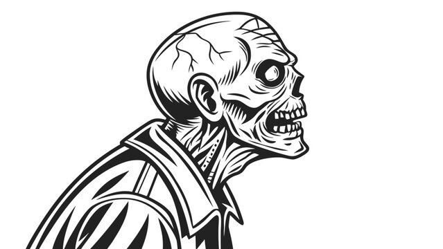 Vector illustration zombie head profile illustration