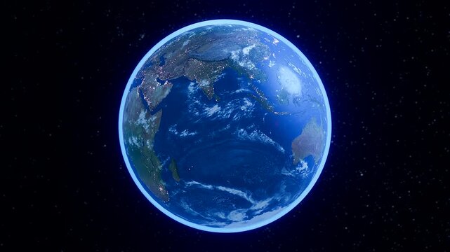 3D Rotating Planet Earth Focusing on Oceania - Spinning Globe World Map Continent Animation