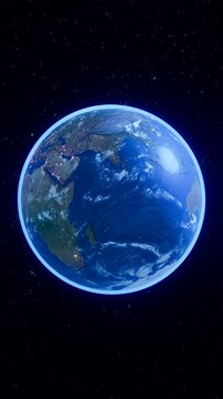 3D Rotating Earth Globe Focusing on Oceania - Vertical 916 Social Media Planet Animation