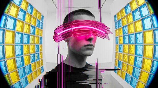 Futuristic Digital Vision Neon Cyberpunk Portrait