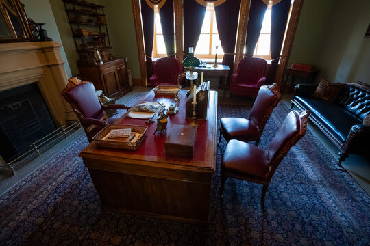 Historic office interior inside Parliament East Block. Ottawa, Canada - June 24, 2026.