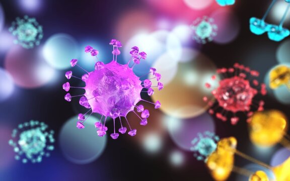virus close-up, bacteria, 3d rendering