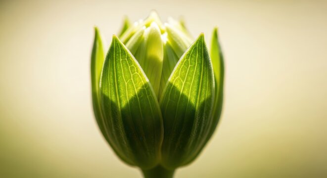 Green sepals surrounding a newly opening flower bud, showcasing the protective role of these vital floral structures in natural light, science, sepal, horticulture