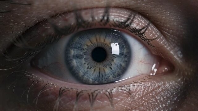 Macro zoom shot of a vibrant forest green human eye blinking with subtle gold flecks around the dark pupil zone representing premium cosmetic lens options, biometric authorization clearing, or natural
