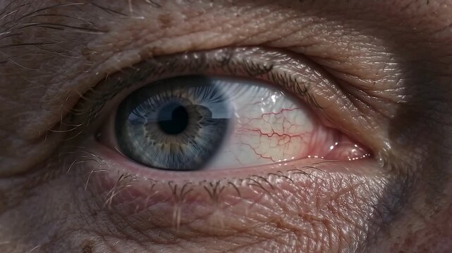 Macro view of a rich dark chocolate brown eye blinking with a soft circular studio light ring reflecting inside the clear lens depicting ethnic diversity beauty traits or digital screen user gaze opti