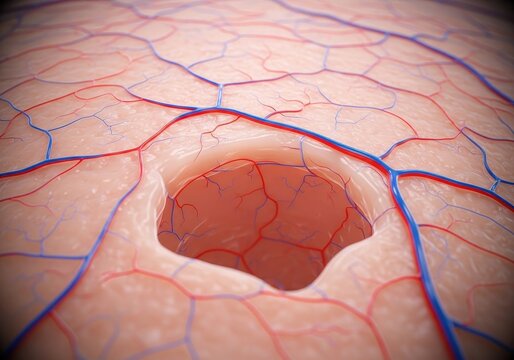 Extreme close up view of pale skin or organic tissue showing delicate network of visible blood vessels beneath the surface, abstract, flow, gray