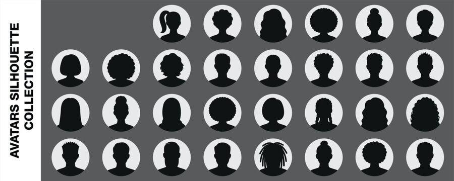 Diverse people avatar silhouettes set, inclusive men and women profile icons vector, default user placeholders collection for anonymous account