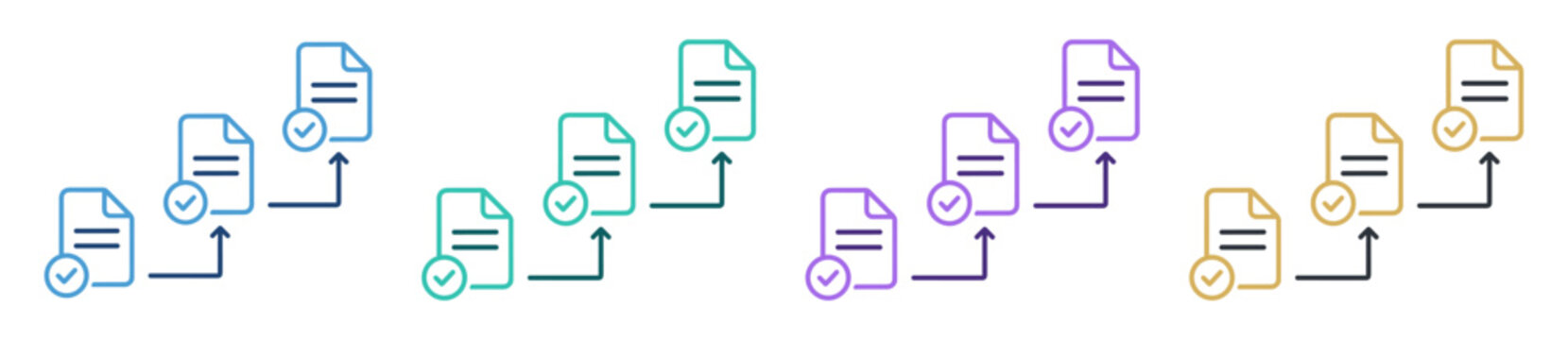 document approval workflow checkmark icon set on transparent background