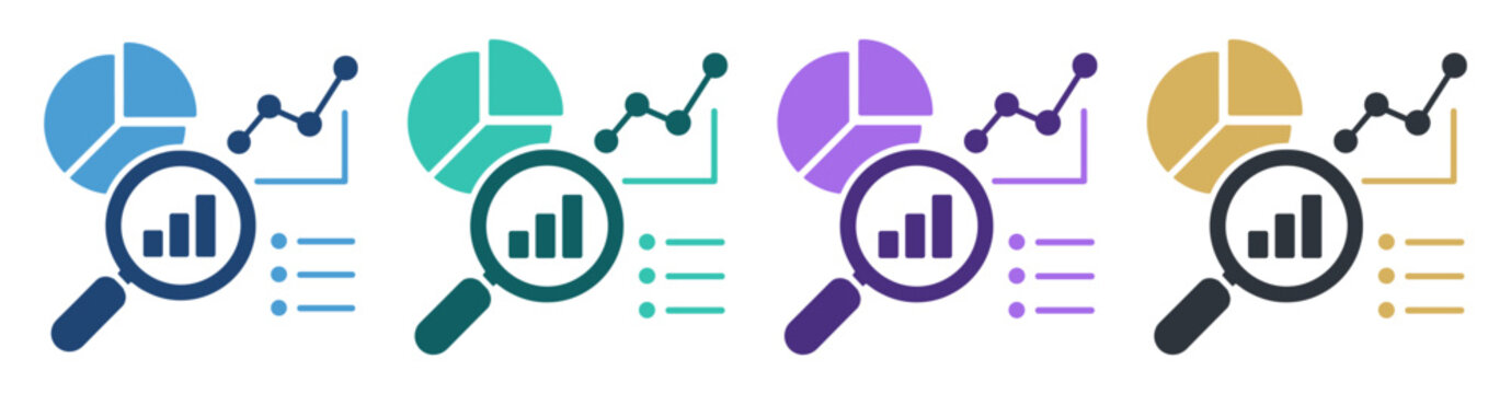 analytics charts dashboard report icon set on transparent background