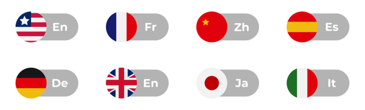 Translate button collection. Translate icon set. Vector illustration.