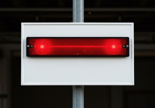 Un panneau de signalisation vierge et blanc, &eacute;quip&eacute; d'un r&eacute;flecteur de s&eacute;curit&eacute; rouge, pr&ecirc;t pour l'ajout d'informations personnalis&eacute;es, obstacle, travail, catadioptre