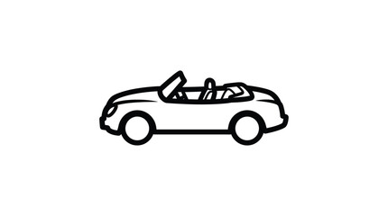 Fototapeta premium Convertible car silhouette on a white background simple line drawing