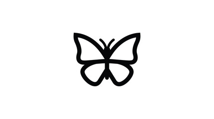 Black butterfly silhouette on a white background simple graphic design © Rumana