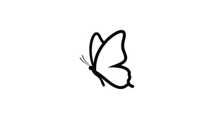 Butterfly Silhouette On White Background Minimalist Insect Outline © Rumana