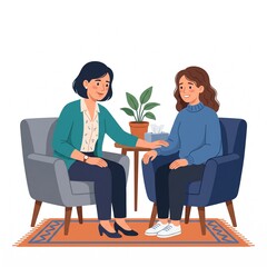 Obraz premium Therapist offers support and comfort to a patient during a mental health session, fostering a safe space for healing and well-being