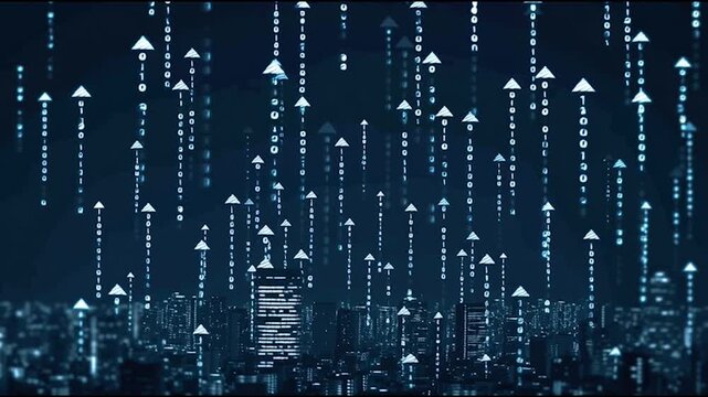 Cloud upload and download icon arrows symbol representing data transfericon Cyber security Global network on Earth concept Abstract business connection of lines from nodes It is connected to endless 