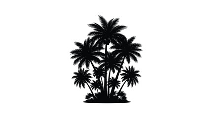 Palm tree silhouette against a white background tropical vegetation illustration © Kaium