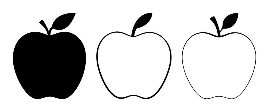 Apple teacher icon set with solid black icon on white background featuring apple, education, teaching with symbolism and iconography