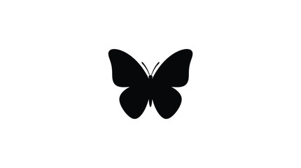 Black butterfly silhouette on a white background simple insect shape © Kaium