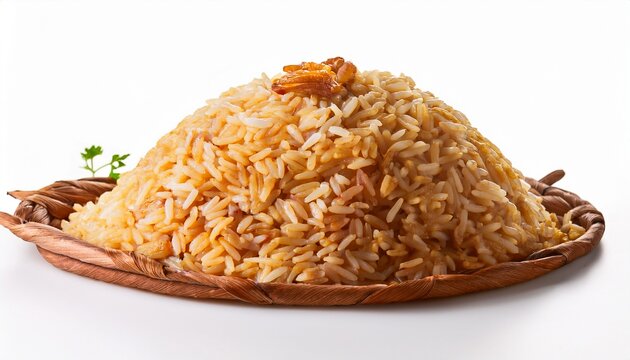 Traditional Devzira Rice For Plov On White Background