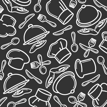 Restaurant background, pattern set. Collection icon restaurant. Vector
