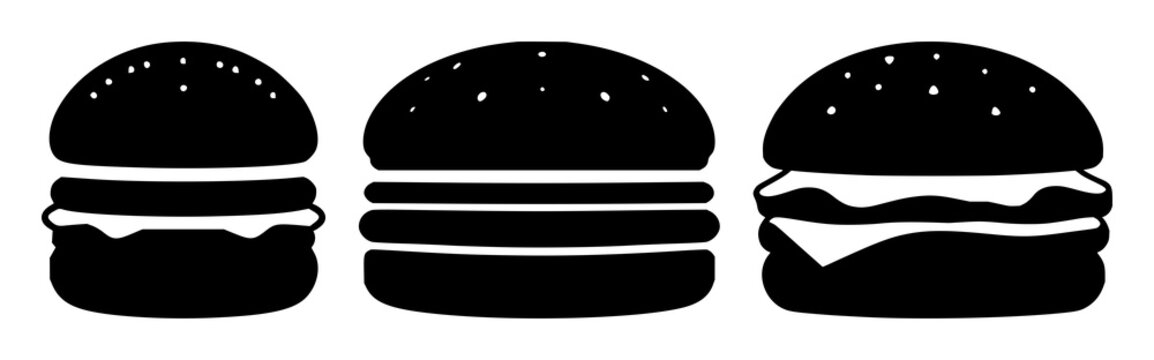 Hamburger menu set with solid black icon on white background featuring menu, navigation, interface with icons and usability