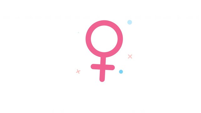 Flat Female Symbol icon animation video, simple Female symbol animated icon motion graphic Soft Pink Theme Presentation Overlay 4K