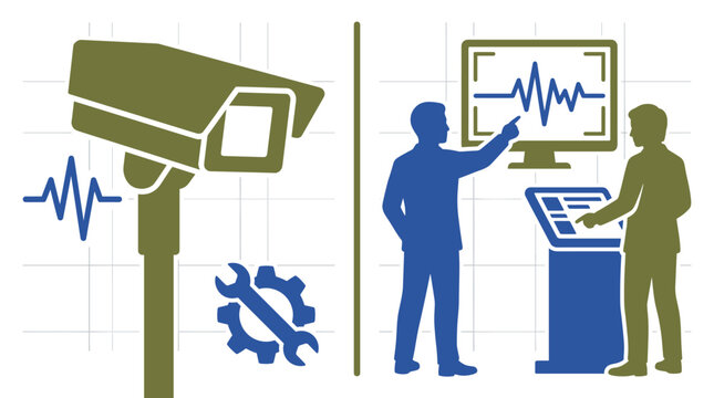 Security Camera Monitoring and Technical Maintenance Illustration