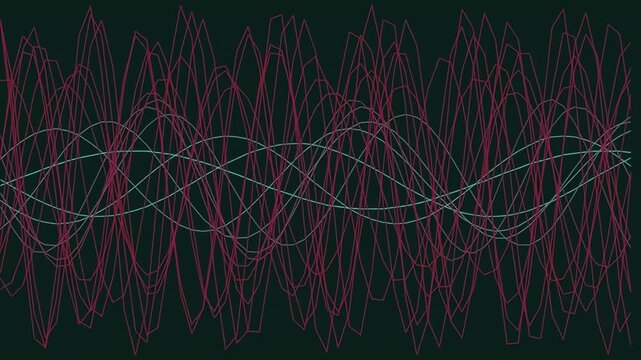 Abstract digital wave pattern with dark background and vibrant lines