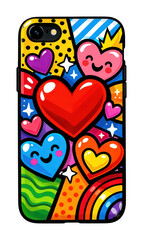 Fototapeta premium PNG Colorful hearts vibrant phone case.