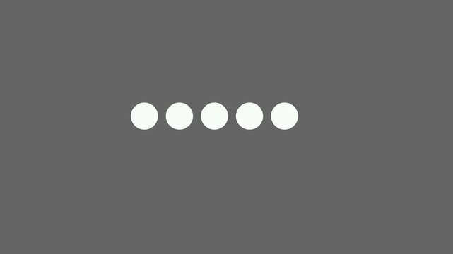 A loading animation consisting of a simple circle that expands and fades, and a motion graphics video featuring five dots moving in a repeating pattern.