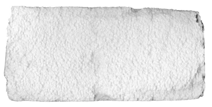Closeup texture of white styrofoam surface. Rough foam material background with porous structure. Industrial packaging material texture, useful as abstract background.