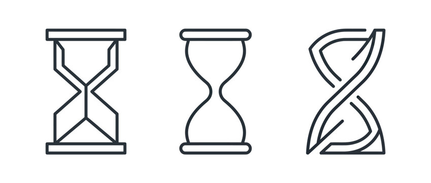 Hourglass and dna helix line icons vector illustration