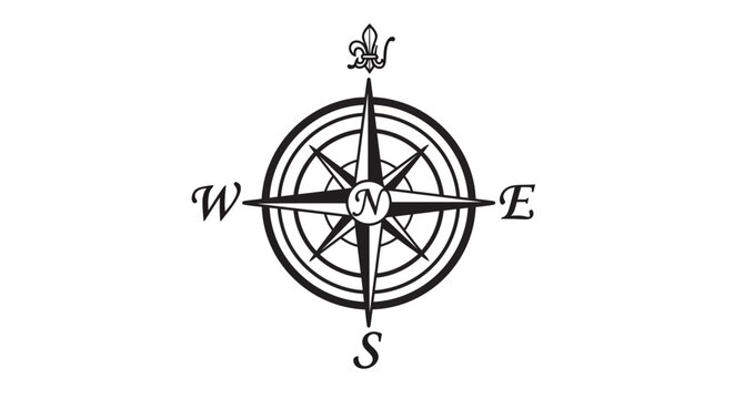 Classic nautical compass rose with cardinal directions