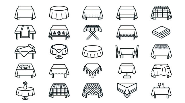 Collection of tablecloth icons representing various shapes and styles