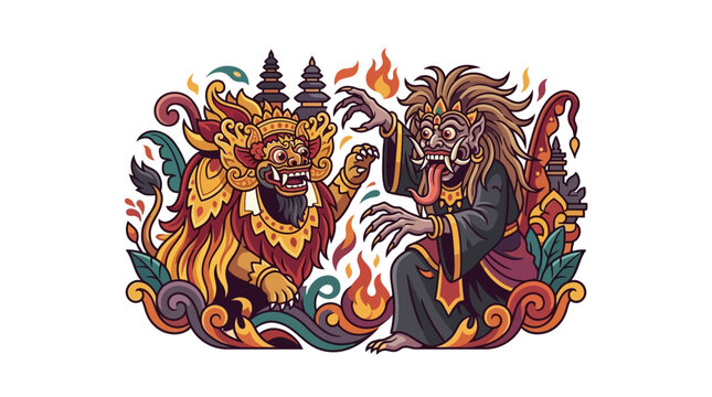 Balinese Barong and Rangda mythological battle