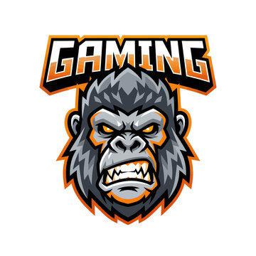 A close-up illustration of a gorilla's face with the word Gaming above it