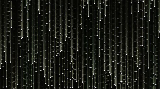 Abstract digital rain with glowing lines on dark background