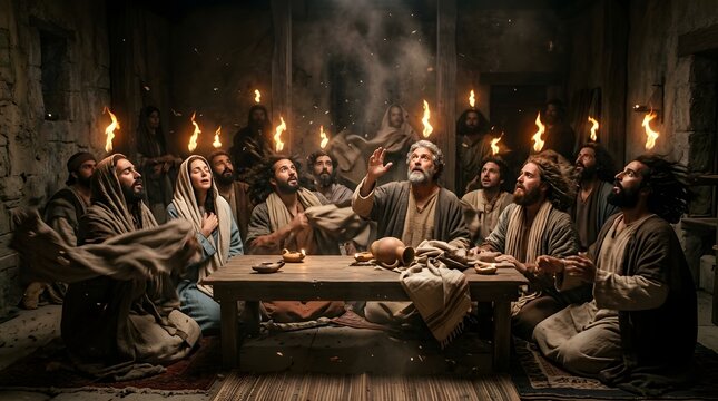The Last Supper Jesus and His Disciples Receiving the Holy Spirit.