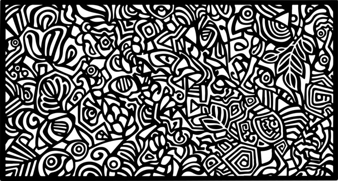 Black and white abstract zentangle pattern, seamless background design, vector illustration, zentangle art