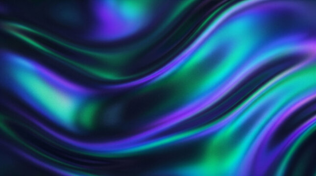 Abstract cyber neon wave background with glowing blue, green and purple light trails on a dark futuristic gradient, smooth tech texture for digital design.