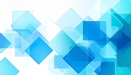 Fototapeta premium Abstract Background with Overlapping Blue Transparent Squares and Geometric Shapes